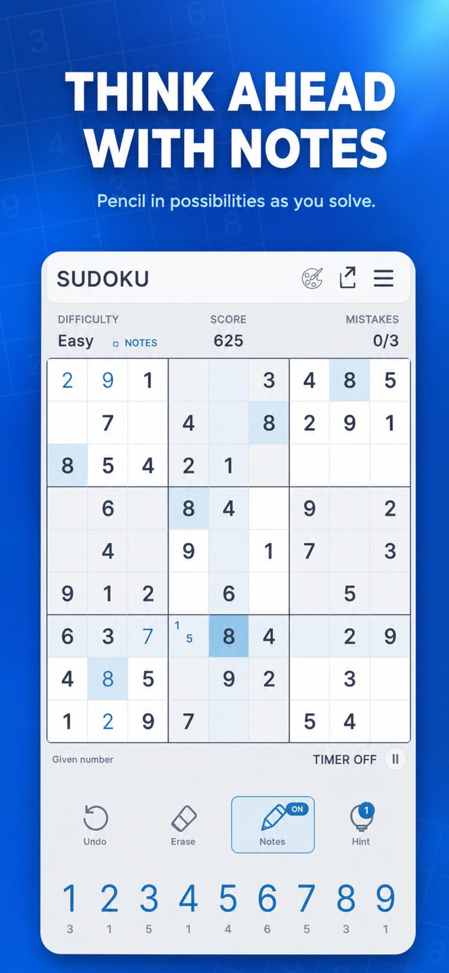 Notes mode switched on, with candidate numbers pencilled into a cell